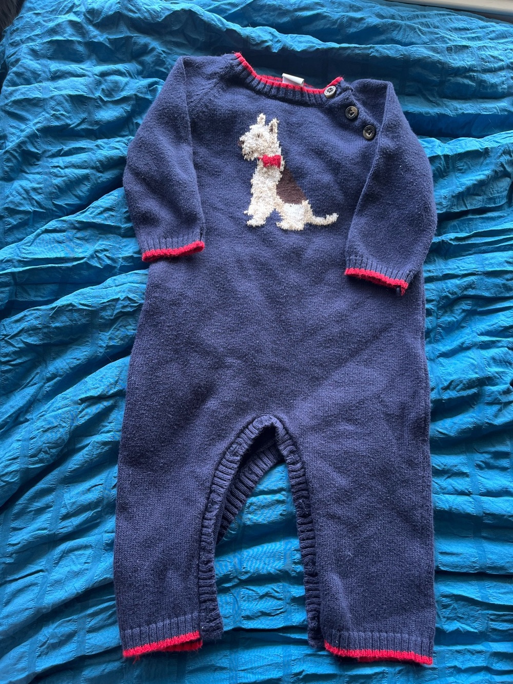 Janie and Jack Scottie Dog Knit Romper 3-6 months